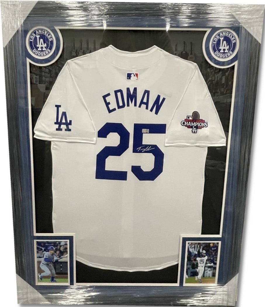 Tommy Edman Signed Dodgers World Series Jersey Framed Beckett Authenticated 2024 NLCS MVP: Tommy Edman Signed Dodgers World Series Jersey Framed Beckett Authenticated 2024 NLCS MVP Celebrate the achievements of Tommy Edman with this hand-signed Los Angeles Dodgers World Series jersey. This