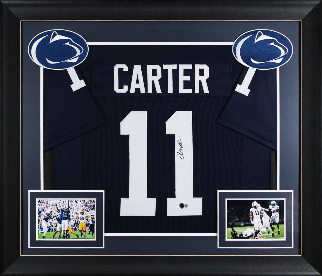 Abdul Carter Signed Penn State Navy Blue Framed Jersey BAS Authenticated: Abdul Carter Signed Penn State Navy Blue Framed Jersey BAS Authenticated Celebrate your love for football with this authentic Navy Blue Pro Style Framed Jersey, personally signed by Abdul Carter of th