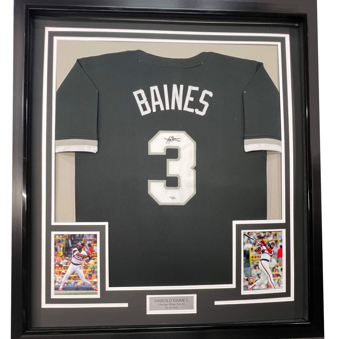 Framed Autographed Harold Baines Chicago White Sox Jersey Beckett COA: Framed Autographed Harold Baines Chicago White Sox Jersey Beckett COA This professionally framed and matted autographed jersey features Harold Baines, a notable player from the Chicago White Sox. The