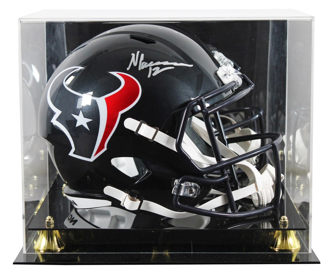 Nico Collins Signed Texans Full Size Helmet with Beckett Authentication: Nico Collins Signed Texans Full Size Helmet with Beckett Authentication This authentic full-size Riddell Speed replica helmet is personally signed by Nico Collins of the Houston Texans. The helmet fea