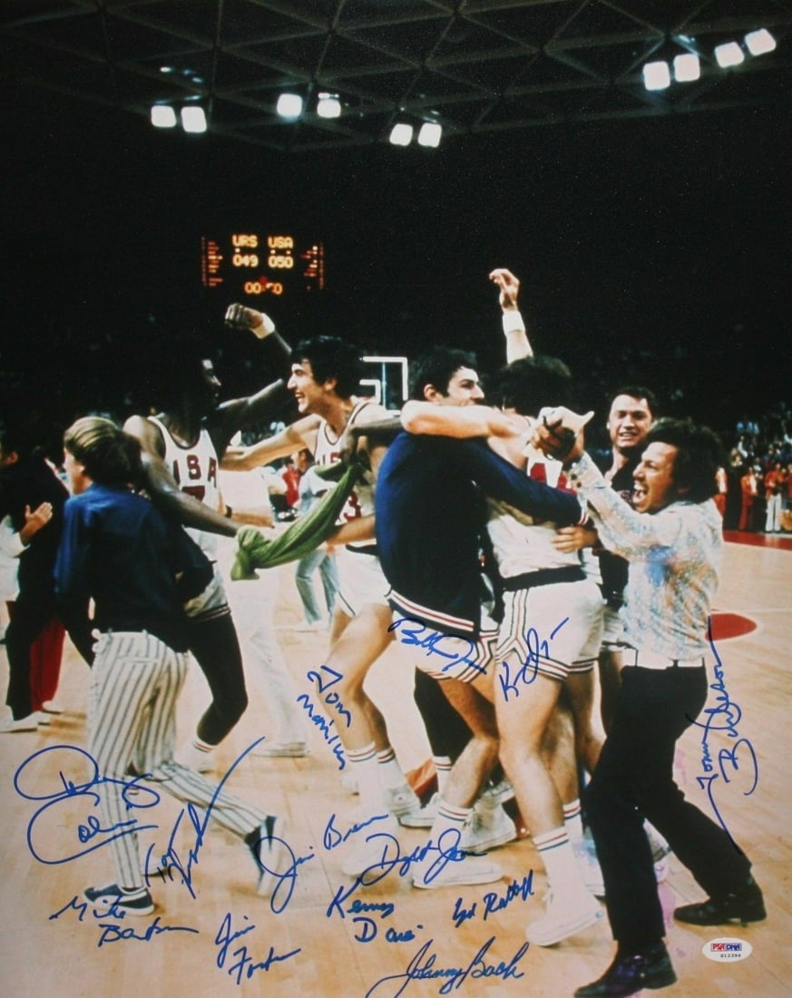 1972 USA Basketball Team Autographed 16x20 Photo PSA Certified: 1972 USA Basketball Team Autographed 16x20 Photo PSA Certified This original 16x20 photo features the Men's USA Basketball Team from the 1972 Olympics, showcasing the talent and spirit of this iconic