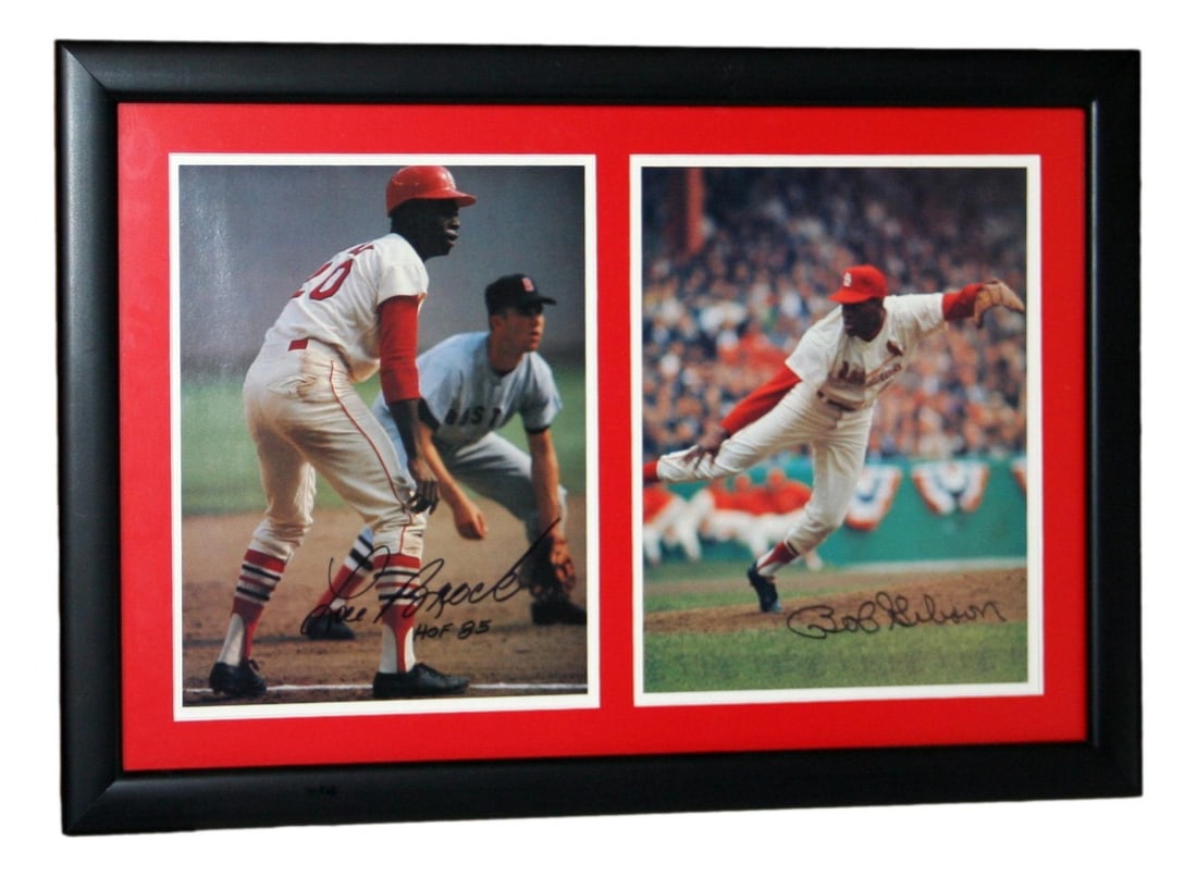Bob Gibson Lou Brock Signed Framed 8x10 Photos JSA Authentic Cardinals (1 of 4)