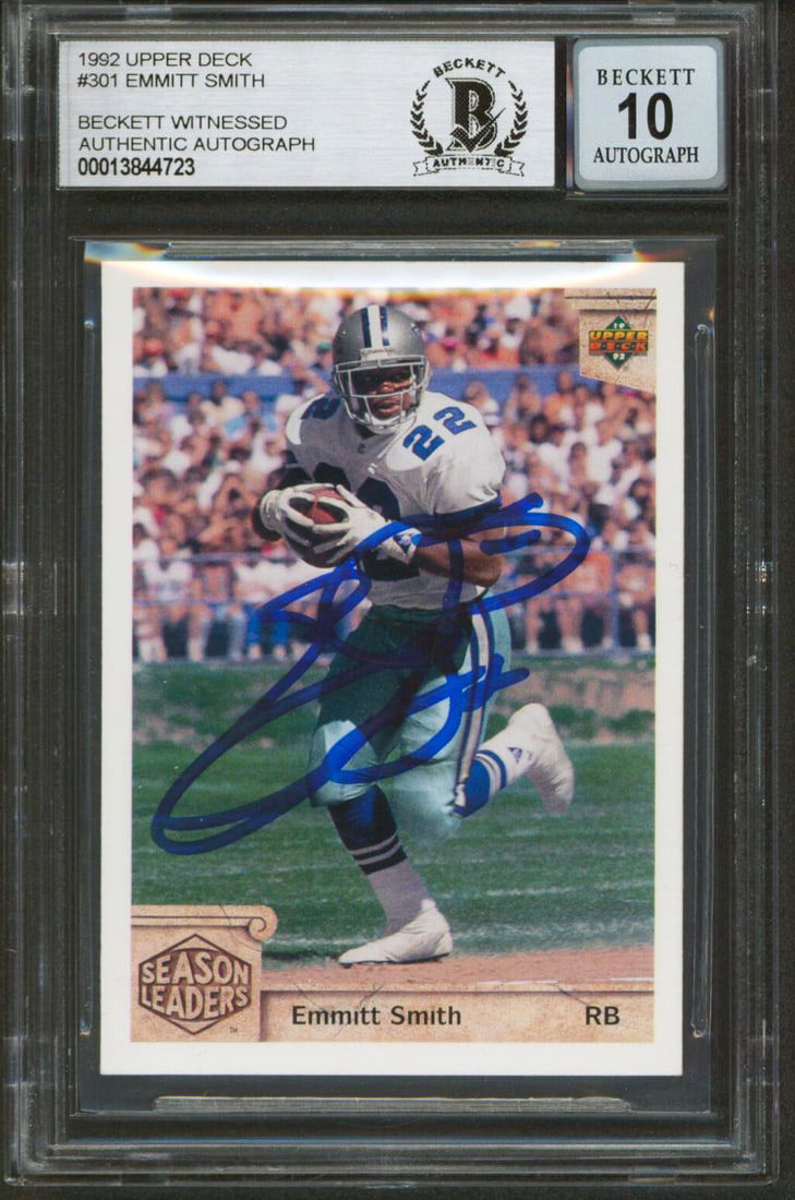 Emmitt Smith Signed 1992 Upper Deck #301 Card Gem Mint 10 BAS (1 of 2)