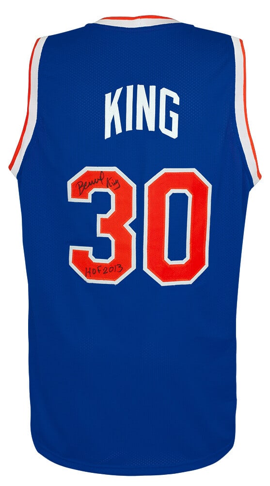 Bernard King Signed Blue Throwback Jersey HOF 2013 COA: Bernard King Signed Blue Throwback Jersey HOF 2013 COA Bernard King Signed Blue Throwback Jersey HOF 2013 COA Celebrate the legacy of Bernard King with this signed blue throwback custom basketball jer