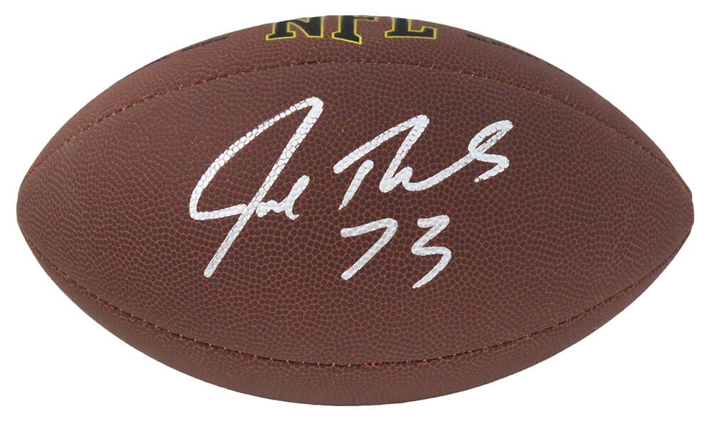 Joe Thomas Signed Wilson NFL Football with COA: Joe Thomas Signed Wilson NFL Football with COA Joe Thomas Signed Wilson NFL Football with COA Celebrate the legacy of Joe Thomas with this signed Wilson Super Grip full-size NFL football. This origina