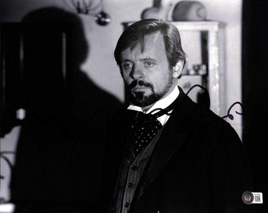 Anthony Hopkins Signed 11x14 B&W Photo The Elephant Man Beckett LOA: Anthony Hopkins Signed 11x14 B&W Photo The Elephant Man Beckett LOA This is an autographed 11x14 black and white photograph of Anthony Hopkins from the acclaimed movie The Elephant Man. The signature