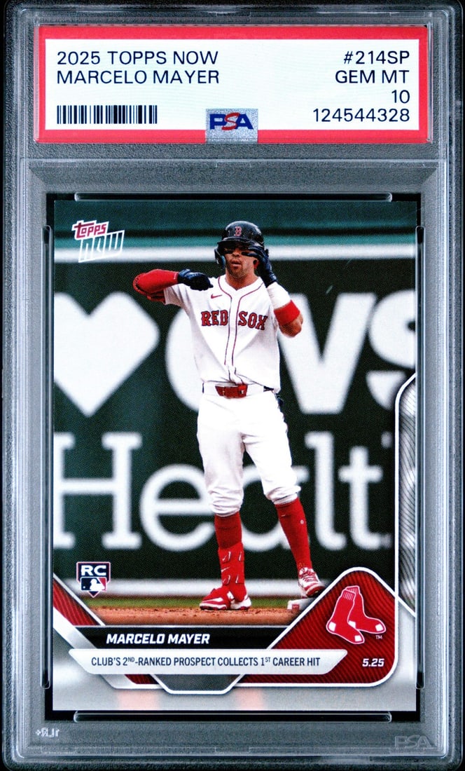 2025 Topps Now Marcelo Mayer #214SP Rookie Card PSA 10 Gem Mint: 2025 Topps Now Marcelo Mayer #214SP Rookie Card PSA 10 Gem Mint This is a graded 2025 Topps Now Marcelo Mayer #214SP Rookie Baseball Card, with a PSA grade of 10, indicating Gem Mint condition. The ca