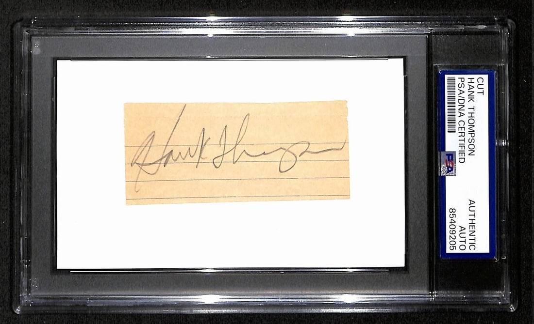 Hank Thompson Autographed Cut Index Card New York Giants PSA/DNA: Hank Thompson Autographed Cut Index Card New York Giants PSA/DNA This offering features a Hank Thompson signed autographed cut on a 3x5 index card from the New York Giants. The item is authenticated b