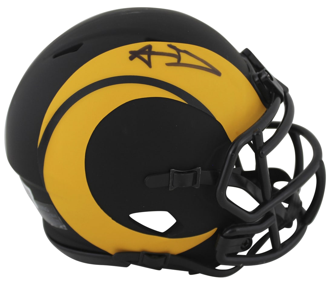 Aaron Donald Signed Eclipse Speed Mini Helmet BAS Witnessed Los Angeles Rams: Aaron Donald Signed Eclipse Speed Mini Helmet BAS Witnessed Los Angeles Rams This Authentic Autographed Eclipse Speed Mini Helmet is a unique collectible signed by Aaron Donald of the Los Angeles Rams