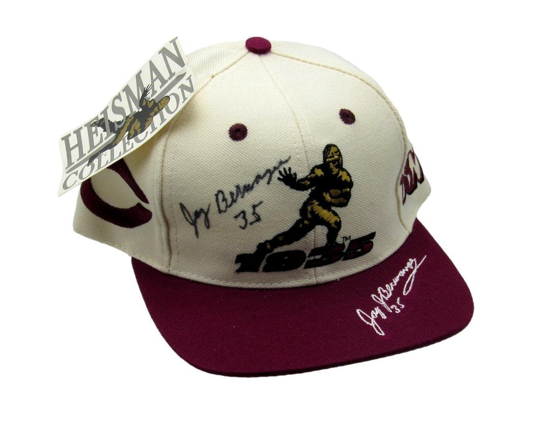 Jay Berwanger Signed Inscribed Hat 1935 Heisman JSA Certified: Jay Berwanger Signed Inscribed Hat 1935 Heisman JSA Certified This is an original baseball hat signed and inscribed by Jay Berwanger, the first Heisman Trophy winner in 1935 from the University of Chi