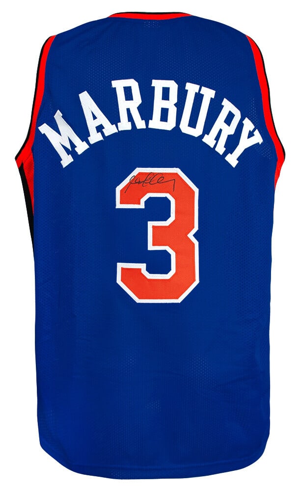 Stephon Marbury Signed Blue Knicks Jersey with COA: Stephon Marbury Signed Blue Knicks Jersey with COA Stephon Marbury Signed Blue Knicks Jersey with COA Showcase your love for basketball with this authentic signed blue custom jersey of Stephon Marbury