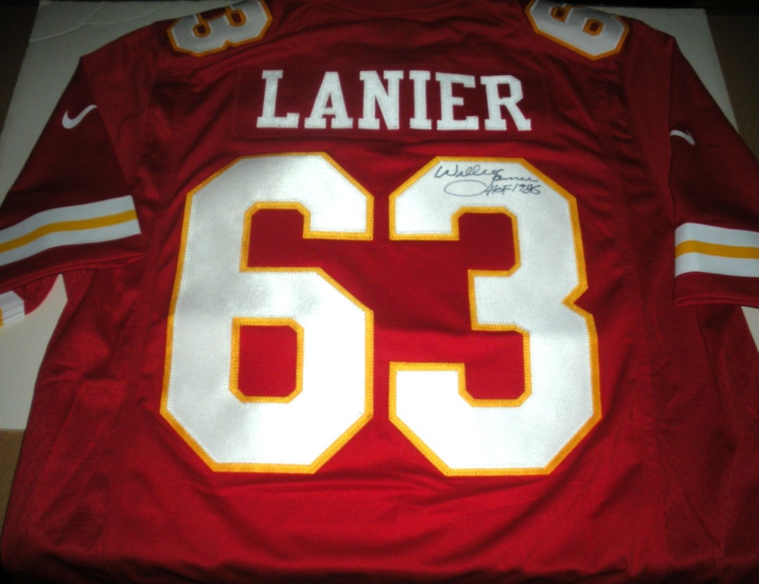 Willie Lanier Kansas City Chiefs Signed Nike Jersey with COA: Willie Lanier Kansas City Chiefs Signed Nike Jersey with COA This official licensed Nike jersey features the signature of Hall of Famer Willie Lanier, a rare collectible for Kansas City Chiefs fans. T