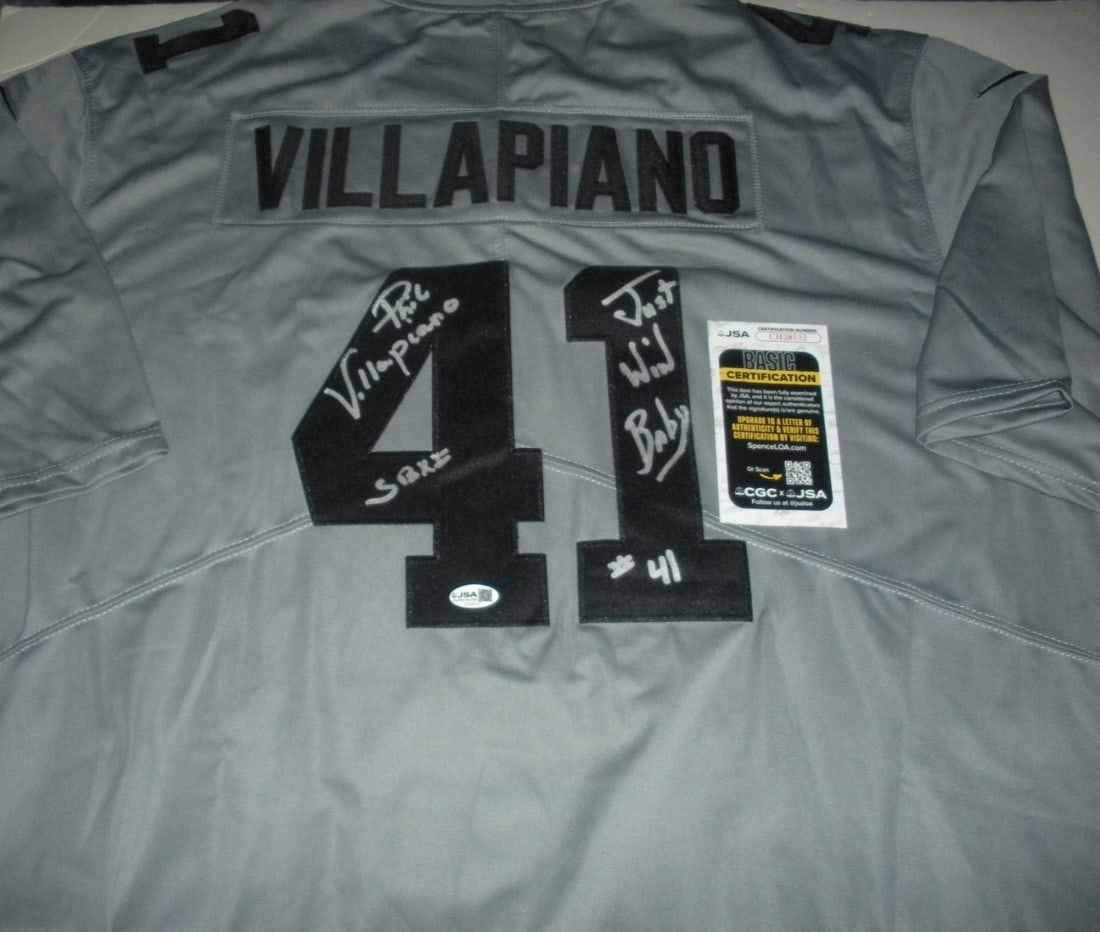 Phil Villapiano Oakland Raiders Signed Nike Jersey with JSA COA: Phil Villapiano Oakland Raiders Signed Nike Jersey with JSA COA This is an officially licensed Nike jersey signed by Phil Villapiano, a former player for the Oakland Raiders. It features the team's cl