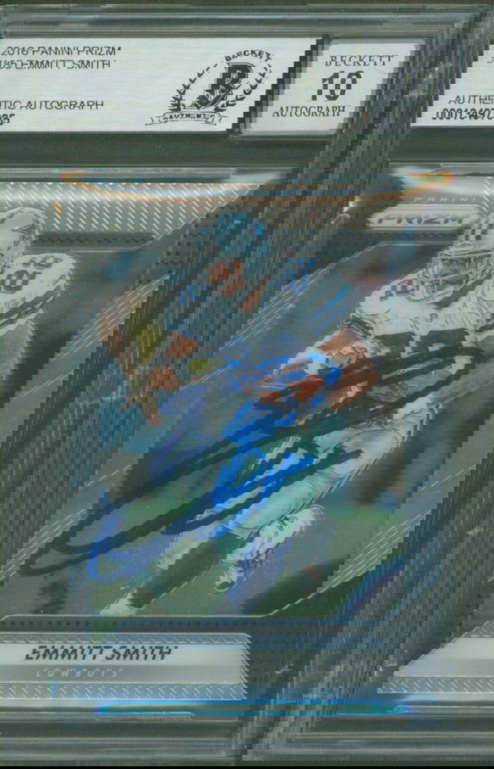 Emmitt Smith Signed 2016 Panini Prizm #185 Gem Mint 10 Beckett Slab (1 of 2)