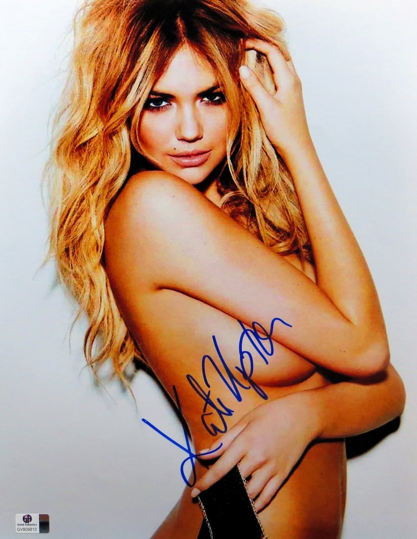 Kate Upton Autographed 11x14 Photo with Global Authentics Certification: Kate Upton Autographed 11x14 Photo with Global Authentics Certification This stunning 11X14 photograph features Kate Upton, showcasing her captivating beauty and flowing hair. The photograph is signed