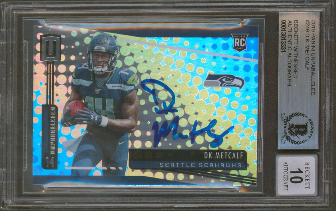 DK Metcalf Signed 2019 Panini Unparalleled RC Auto 10 Beckett Authenticated (1 of 2)