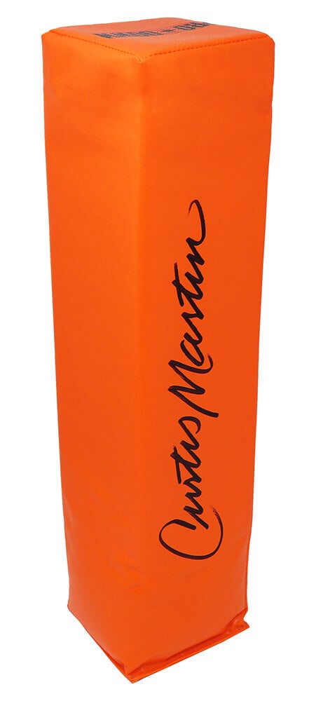 Curtis Martin Signed Jets Orange Endzone Football Pylon with COA: Curtis Martin Signed Jets Orange Endzone Football Pylon with COA Celebrate the legacy of Curtis Martin with this signed orange endzone football pylon from the New York Jets. This original piece is aut