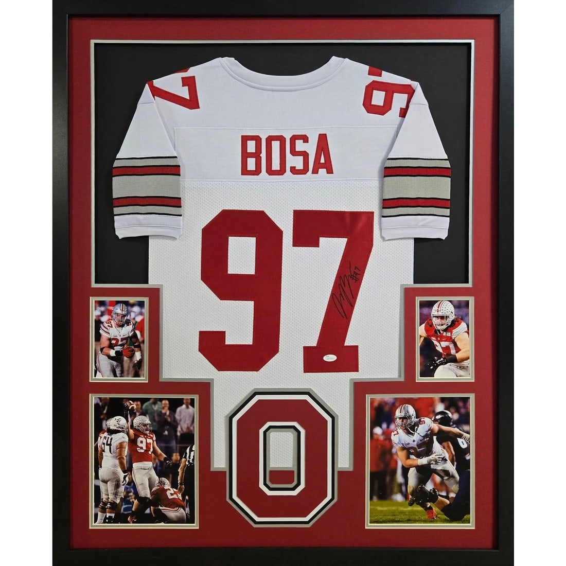 Joey Bosa Autographed Framed Jersey Ohio State Beckett Certified: Joey Bosa Autographed Framed Jersey Ohio State Beckett Certified Showcase your team spirit with this autographed Joey Bosa framed jersey from Ohio State. Authenticated by Beckett, a trusted name in sp