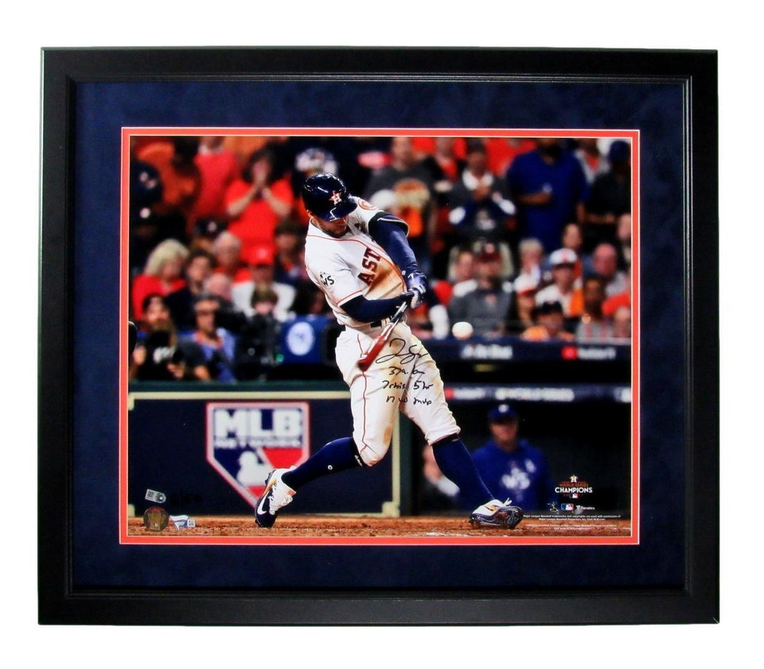 George Springer Autographed Framed 16x20 Photo Houston Astros Fanatics Authentic: George Springer Autographed Framed 16x20 Photo Houston Astros Fanatics Authentic This stunning 16x20 photo of George Springer, a standout player for the Houston Astros, is beautifully framed and autog