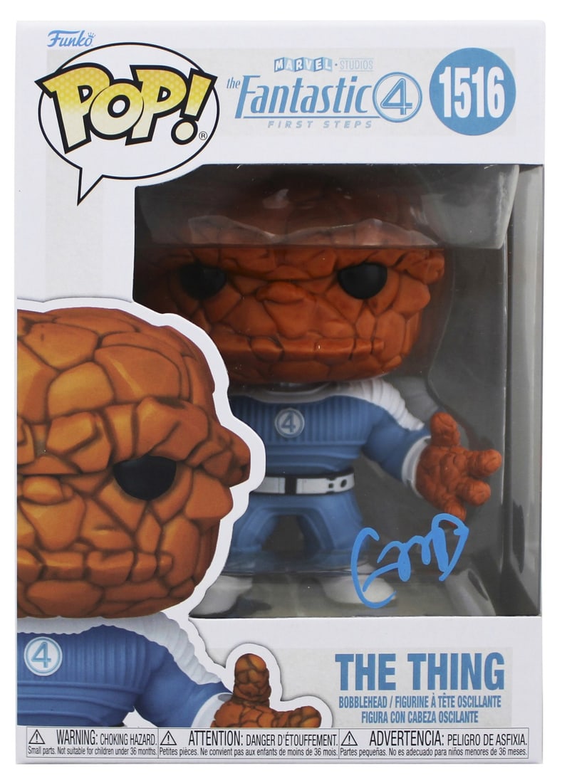 Ebon Moss-Bachrach Signed Fantastic Four The Thing Funko Pop BAS: Ebon Moss-Bachrach Signed Fantastic Four The Thing Funko Pop BAS This autographed Funko Pop Vinyl Figure features The Thing from the Fantastic Four, personally signed by Ebon Moss-Bachrach. The item i