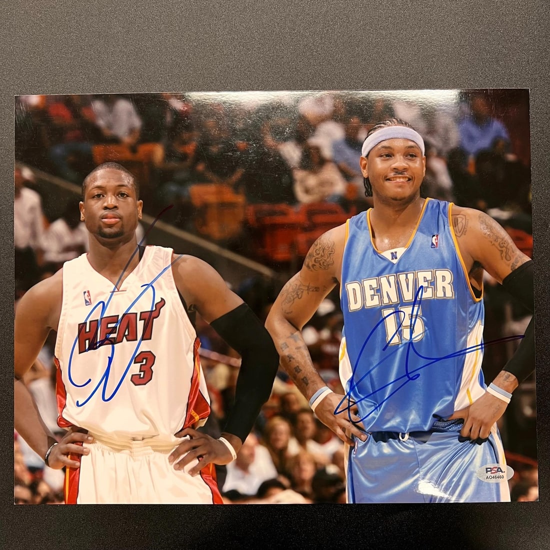 Dwyane Wade Carmelo Anthony Signed 11x14 Photo PSA/DNA Basketball: Dwyane Wade Carmelo Anthony Signed 11x14 Photo PSA/DNA Basketball This is an original 11x14 professionally printed photo featuring autographs from NBA stars Dwyane Wade and Carmelo Anthony, known for