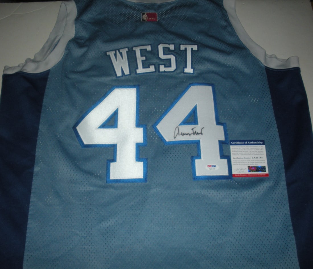 Jerry West Los Angeles Lakers Signed Majestic Jersey with PSA/DNA COA: Jerry West Los Angeles Lakers Signed Majestic Jersey with PSA/DNA COA This officially licensed Majestic jersey features a signature from Jerry West, a legendary player known for his contributions to t