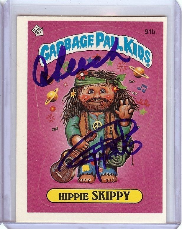 Cheech Marin Tommy Chong Signed Garbage Pail Kid Sticker Beckett Authenticated: Cheech Marin Tommy Chong Signed Garbage Pail Kid Sticker Beckett Authenticated This is a dual-signed Garbage Pail Kid sticker by Cheech Marin and Tommy Chong, featuring their authentic signatures. The