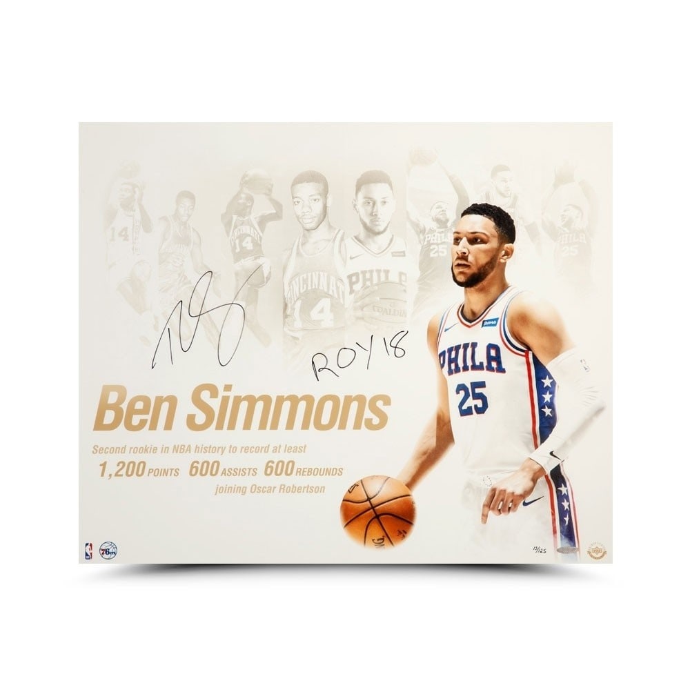 Ben Simmons Autographed 20x24 Photo NBA Royalty Inscribed 76ers Limited Edition /225: Ben Simmons Autographed 20x24 Photo NBA Royalty Inscribed 76ers Limited Edition /225 This is an original autographed 20X24 photo of NBA player Ben Simmons, inscribed "NBA Royalty" and associated with