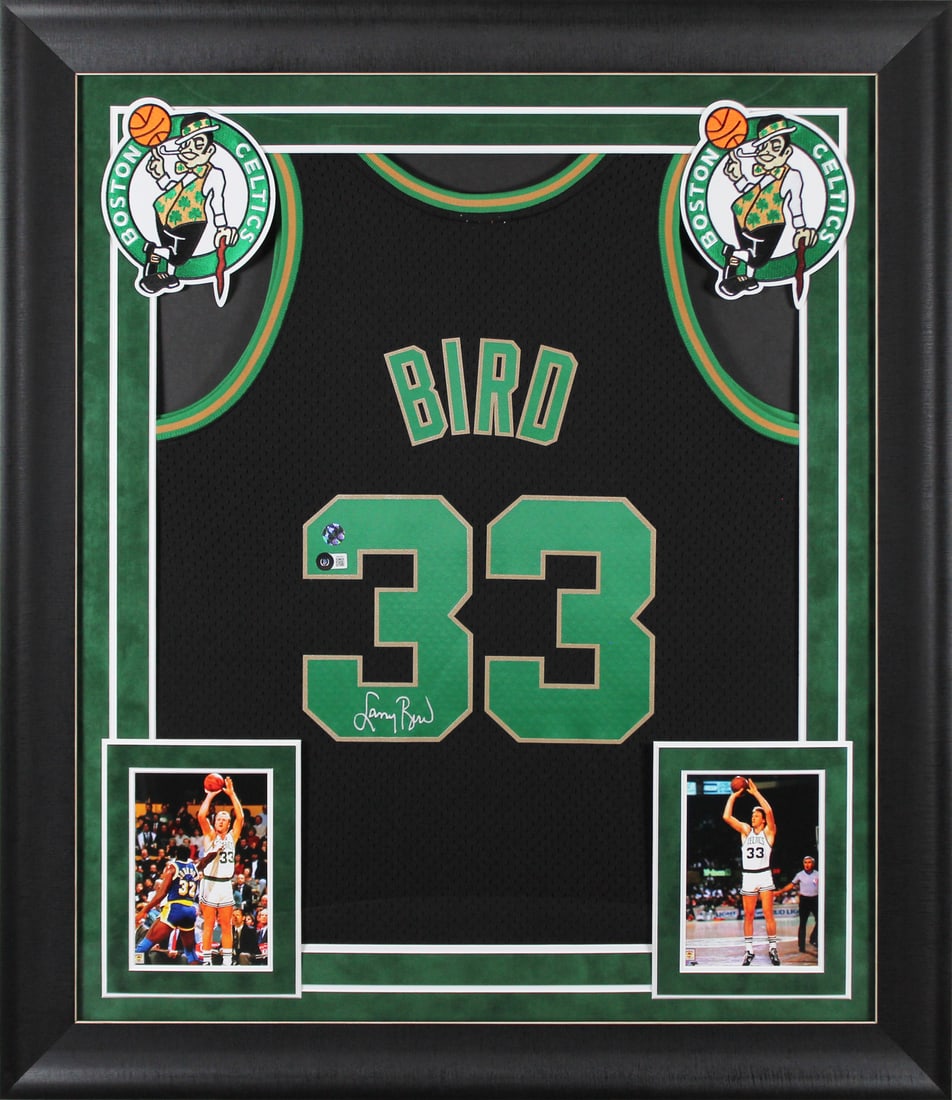 Larry Bird Signed Framed Black M&N Jersey Boston Celtics BAS Authenticated: Larry Bird Signed Framed Black M&N Jersey Boston Celtics BAS Authenticated Own a piece of basketball history with this authentic signed black Mitchell & Ness Hardwood Classics Swingman framed jersey,
