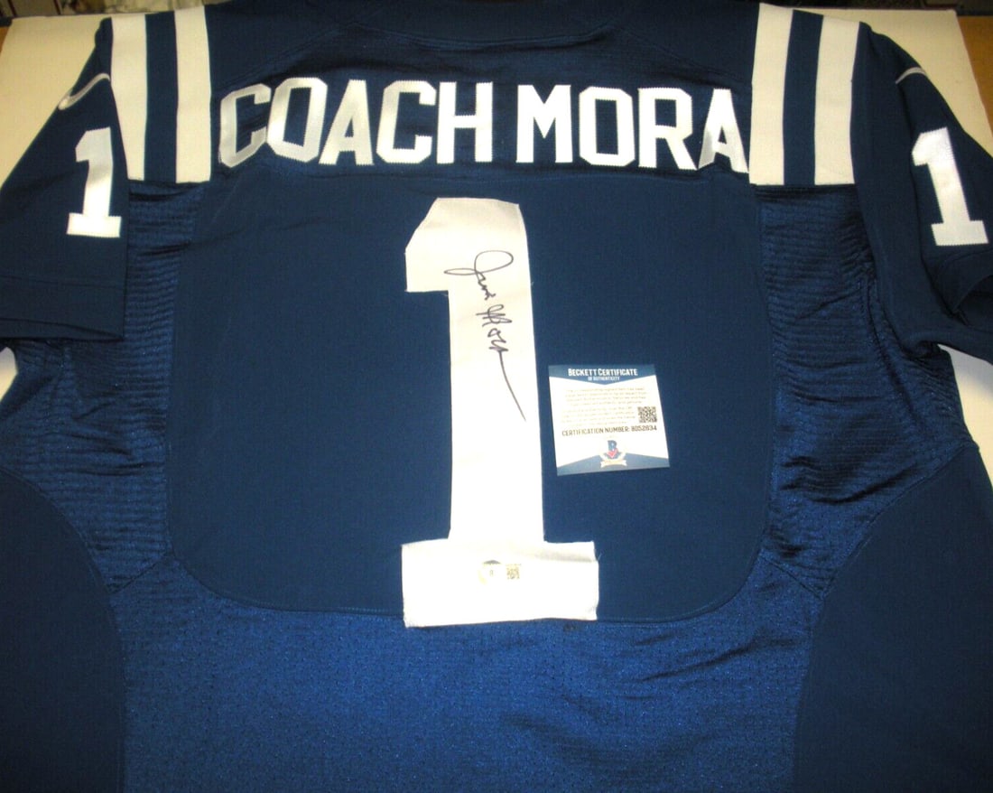 Jim Mora Signed Nike Colts Playoff Jersey with COA (1 of 2)