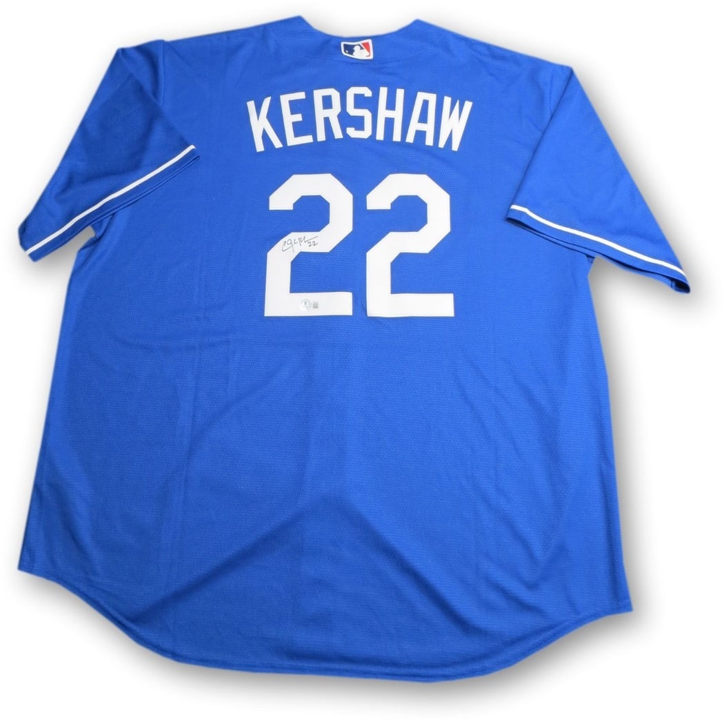 Clayton Kershaw Signed Jersey Los Angeles Dodgers Beckett Authenticated: Clayton Kershaw Signed Jersey Los Angeles Dodgers Beckett Authenticated This is an original autographed jersey of Clayton Kershaw, featuring his signature obtained in April 2024. The jersey is from th