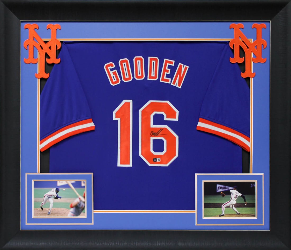 Doc Gooden Signed Blue Framed Jersey New York Mets BAS Authenticated: Doc Gooden Signed Blue Framed Jersey New York Mets BAS Authenticated This authentic blue pro style framed jersey has been personally signed by Doc Gooden, the legendary pitcher from the New York Mets.