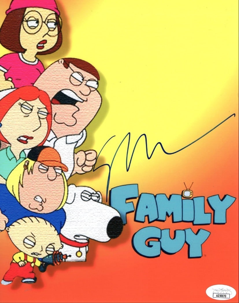 Seth MacFarlane Signed 8X10 Family Guy Photo JSA Authenticated: Seth MacFarlane Signed 8X10 Family Guy Photo JSA Authenticated This is an authentic 8x10 photograph signed by Seth MacFarlane, the creator of Family Guy. The autograph has been authenticated by James