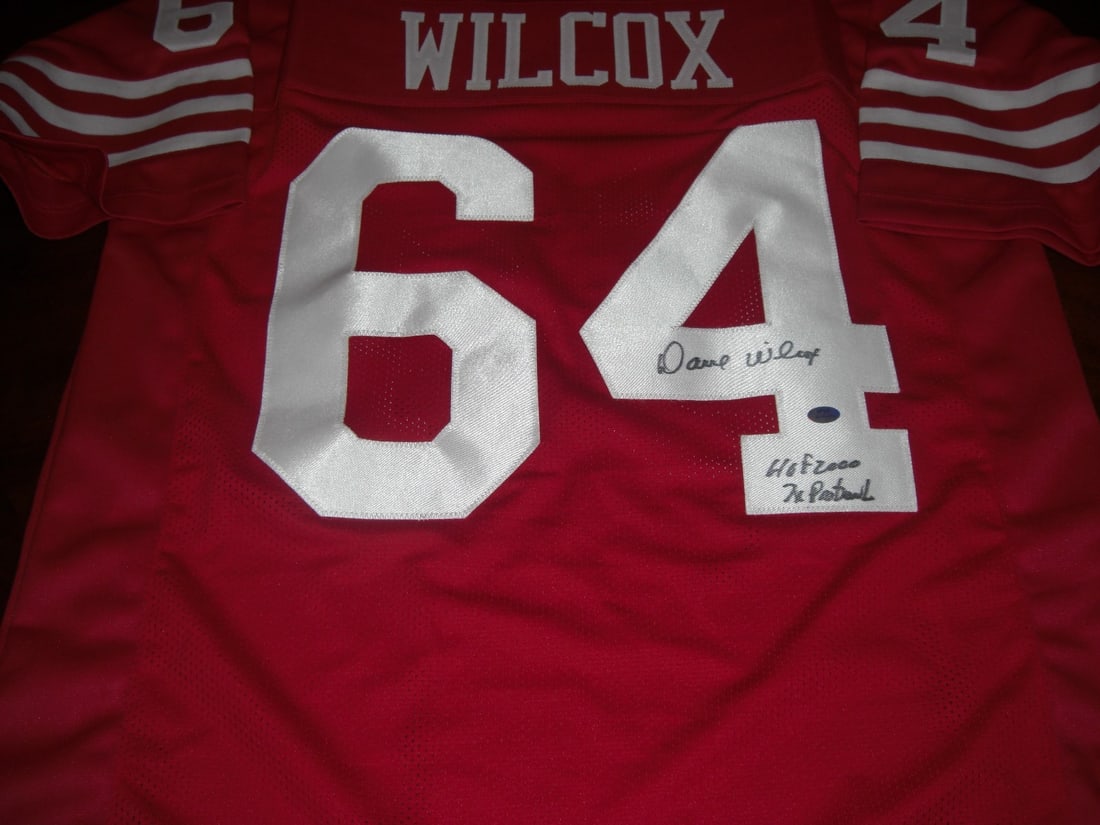 Dave Wilcox Signed San Francisco 49ers Jersey HOF 2000 7X Pro Bowl MVP: Dave Wilcox Signed San Francisco 49ers Jersey HOF 2000 7X Pro Bowl MVP This original signed jersey commemorates Dave Wilcox, a Hall of Fame inductee in 2000 and a 7-time Pro Bowl MVP, showcasing his l