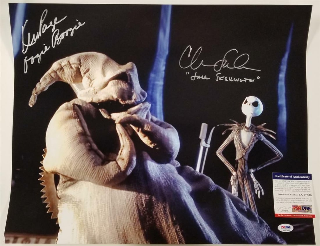 Chris Sarandon Ken Page Signed Nightmare Before Christmas 16x20 Photo PSA/DNA: Chris Sarandon Ken Page Signed Nightmare Before Christmas 16x20 Photo PSA/DNA This is an original 16x20 photograph from the iconic movie "The Nightmare Before Christmas," featuring the signatures of C