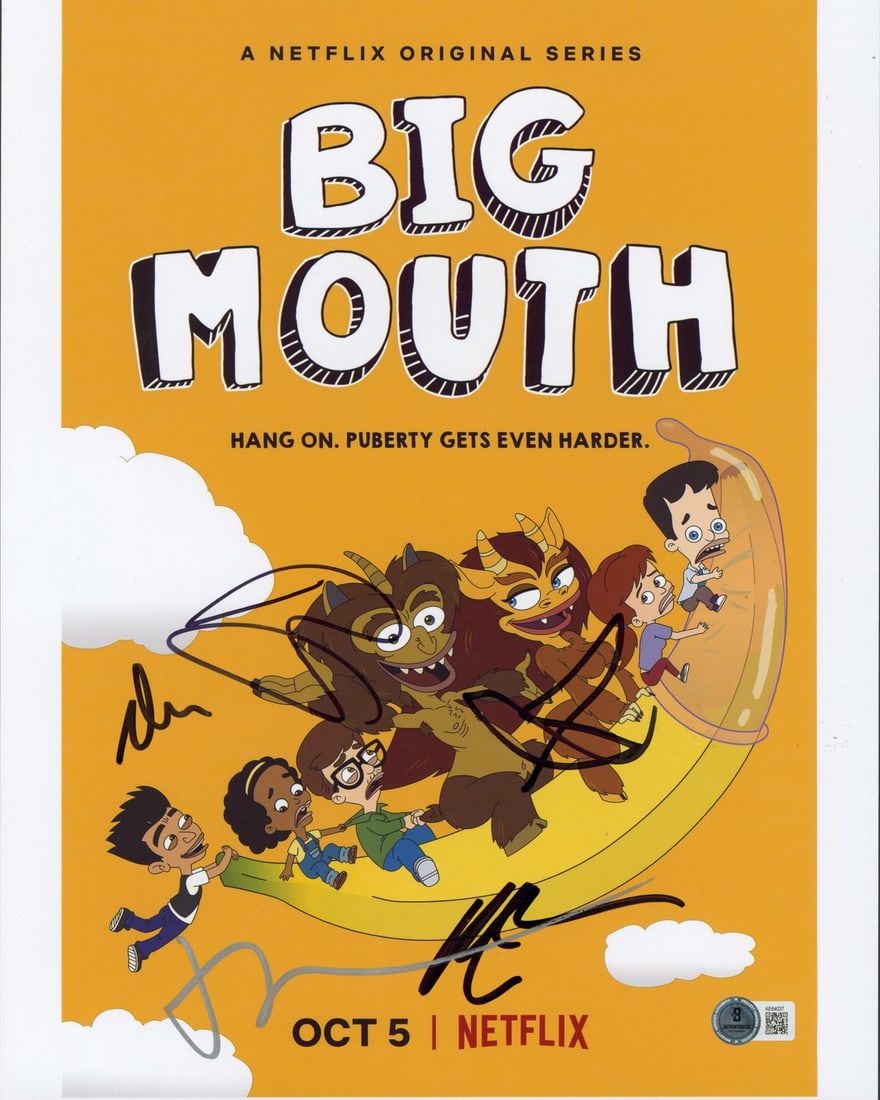 Big Mouth Signed 11x14 Photo by Rogan Scheer Duplass Scott Raphael BAS Authenticated: Big Mouth Signed 11x14 Photo by Rogan Scheer Duplass Scott Raphael BAS Authenticated This is an authentic 11x14 photograph featuring the signatures of Seth Rogan, Paul Scheer, Mark Duplass, Adam Scott