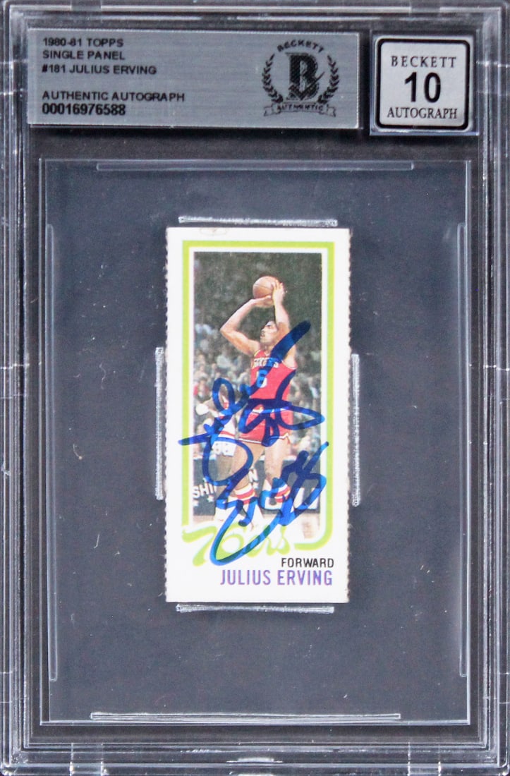 Julius Erving Signed 1980 Topps #181 Card Gem Mint 10 Beckett Authenticated (1 of 2)