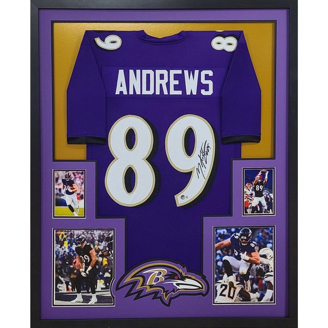 Framed Baltimore Ravens Mark Andrews Jersey Signed with Beckett Authentication: Framed Baltimore Ravens Mark Andrews Jersey Signed with Beckett Authentication This framed Baltimore Ravens jersey is autographed by Mark Andrews and has been authenticated by Beckett. The display fea