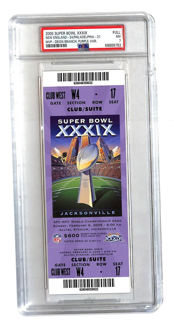 Super Bowl XXXIX Full Ticket Patriots Tom Brady PSA 7 Vintage 2005 (1 of 2)