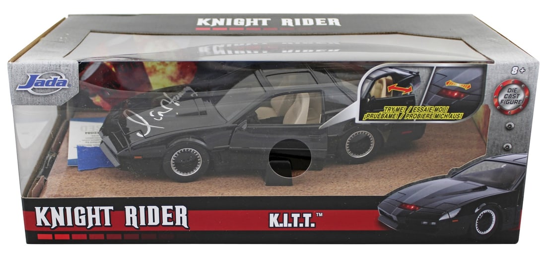 David Hasselhoff Signed 1:24 K.I.T.T. Die Cast Metal BAS Witnessed: David Hasselhoff Signed 1:24 K.I.T.T. Die Cast Metal BAS Witnessed This authentic 1:24 die-cast metal K.I.T.T. model from the iconic TV series Knight Rider has been personally signed by David Hasselho