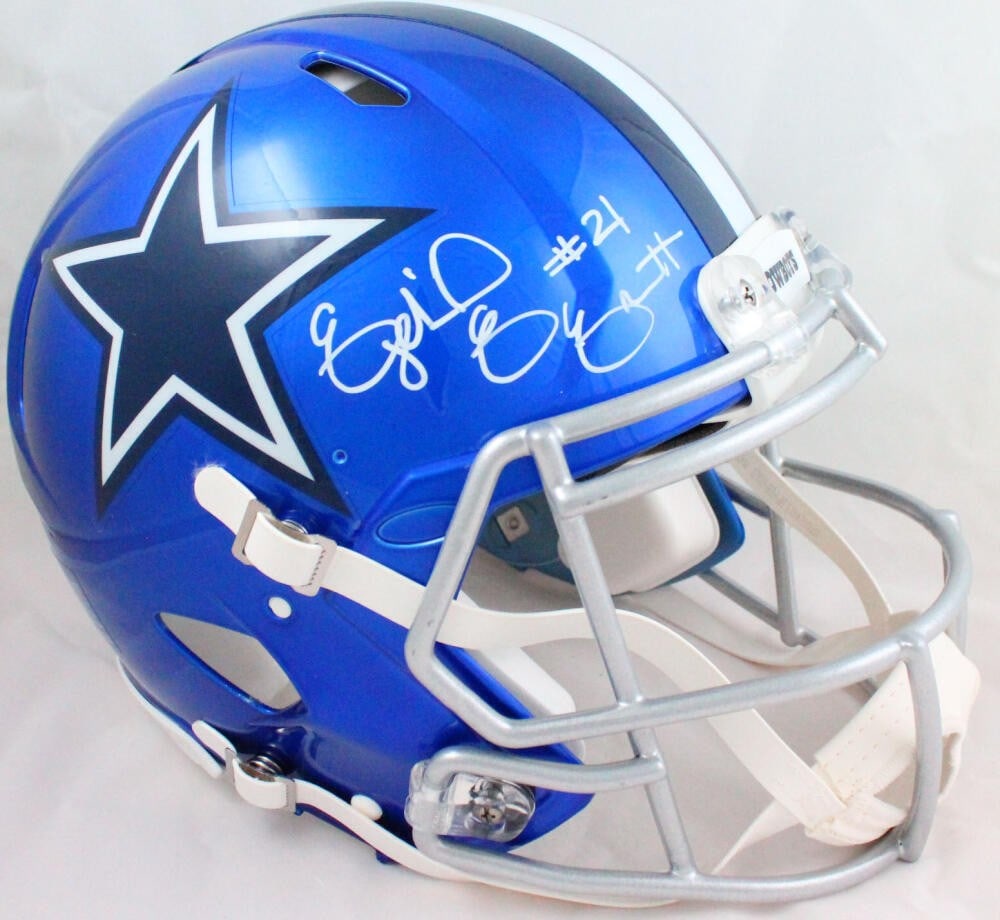 Ezekiel Elliott Dallas Cowboys Signed Authentic Helmet Beckett Authenticated: Ezekiel Elliott Dallas Cowboys Signed Authentic Helmet Beckett Authenticated This authentic full-size flash speed helmet is signed by Ezekiel Elliott, a prominent player for the Dallas Cowboys. The it
