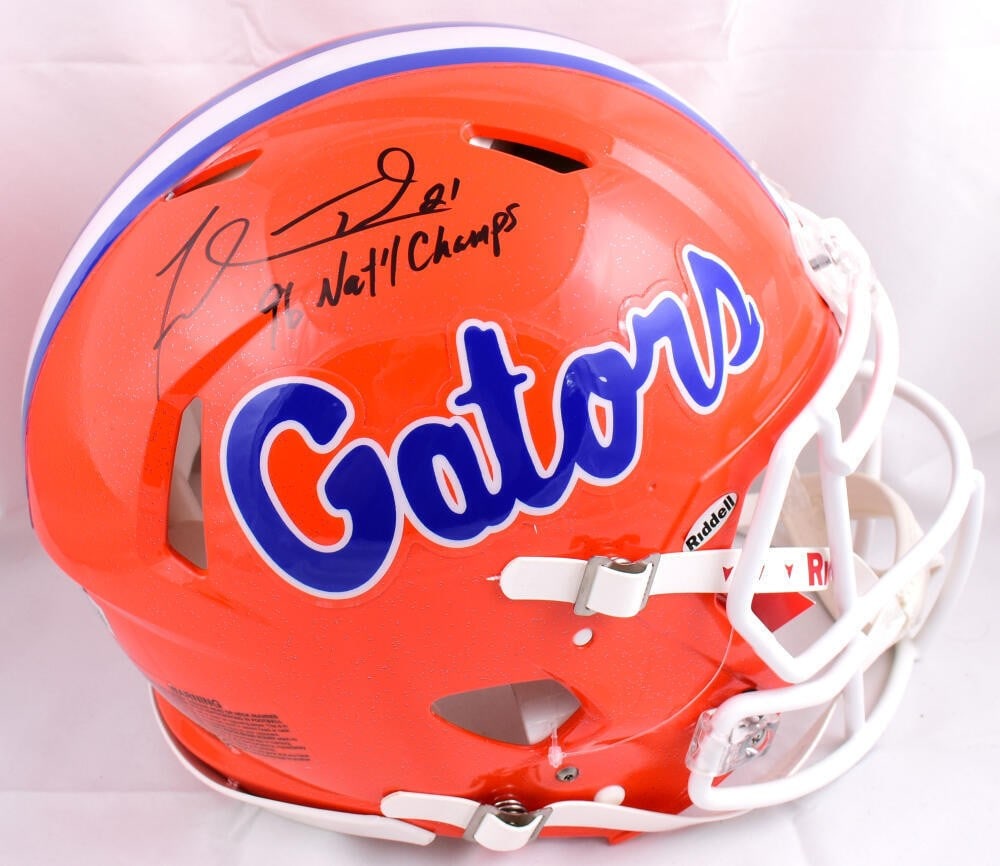 Fred Taylor Autographed Florida Gators F/S Speed Helmet Beckett Authenticated: Fred Taylor Autographed Florida Gators F/S Speed Helmet Beckett Authenticated This authentic full-size Florida Gators helmet is signed by Fred Taylor, a prominent player known for his contributions to