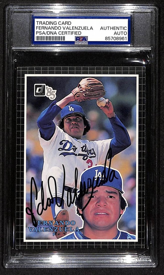 1985 Donruss Action All-Stars Fernando Valenzuela Signed Card PSA/DNA Authenticated: 1985 Donruss Action All-Stars Fernando Valenzuela Signed Card PSA/DNA Authenticated This is an original 1985 Donruss Action All-Stars baseball card featuring Fernando Valenzuela of the Los Angeles Dod