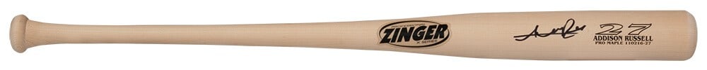 Addison Russell Signed Zinger X-Series Baseball Bat with COA: Addison Russell Signed Zinger X-Series Baseball Bat with COA This authentic Zinger X-Series Pro Maple Game Model Baseball Bat is signed by MLB player Addison Russell, known for his time with the Chica