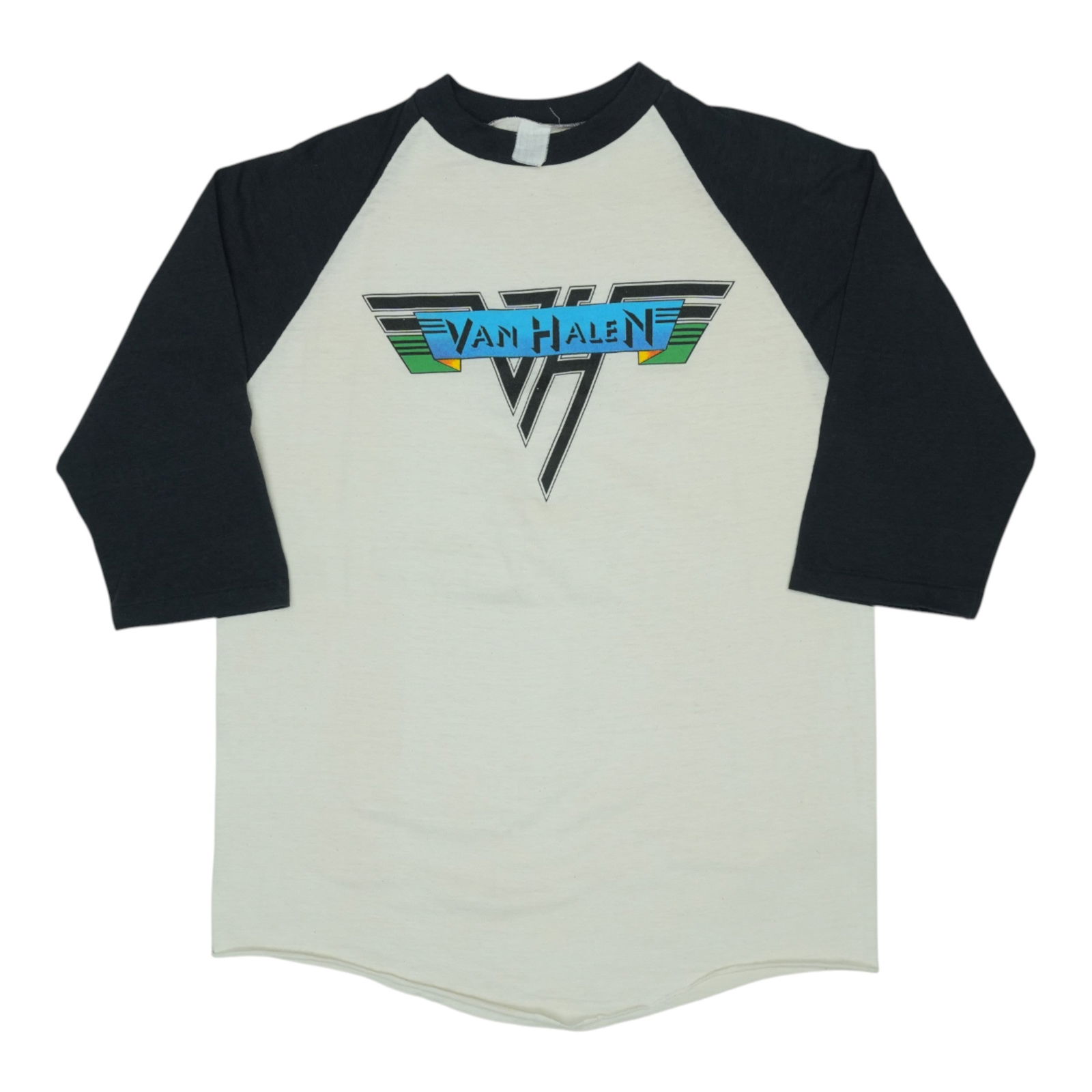 Vintage 1970s Van Halen Poly Cotton White Jersey Shirt: Vintage 1970s Van Halen Poly Cotton White Jersey Shirt This is an original vintage Van Halen jersey shirt from the 1970s. The shirt is made from a 50/50 polyester and cotton blend, featuring a white c