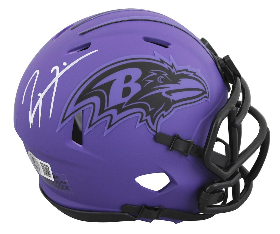 Ray Lewis Signed Ravens Rave Speed Mini Helmet BAS Witnessed Authentic (1 of 2)