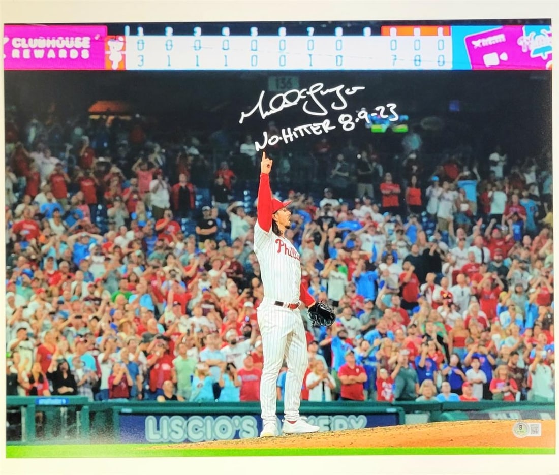 Michael Lorenzen Signed No Hitter Photo 16x20 Beckett Authenticated: Michael Lorenzen Signed No Hitter Photo 16x20 Beckett Authenticated Celebrate an unforgettable moment in baseball history with this Michael Lorenzen signed 16x20 photo commemorating his no-hitter on A