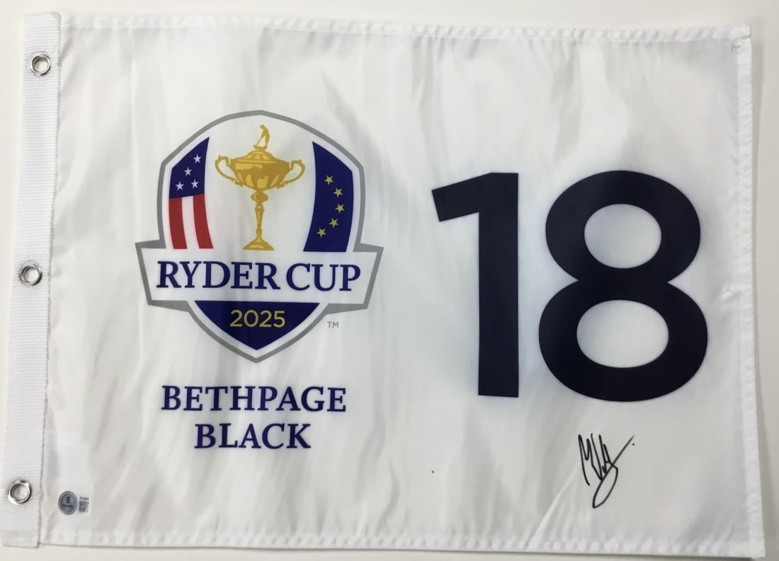 Matt Wallace Signed 2025 Ryder Cup Pin Flag Beckett Authenticated: Matt Wallace Signed 2025 Ryder Cup Pin Flag Beckett Authenticated Celebrate the excitement of the 2025 Ryder Cup with this officially licensed Bethpage Black 18 Pin Flag, signed by PGA star Matt Walla