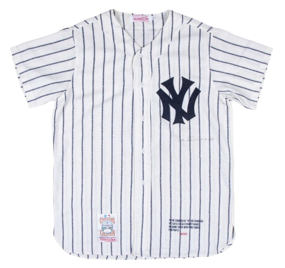 Joe DiMaggio Signed 1941 Yankees Jersey Limited Edition JSA COA: Joe DiMaggio Signed 1941 Yankees Jersey Limited Edition JSA COA This iconic Joe DiMaggio signed jersey commemorates the legendary centerfielder's remarkable achievement of hitting safely in 56 consecu