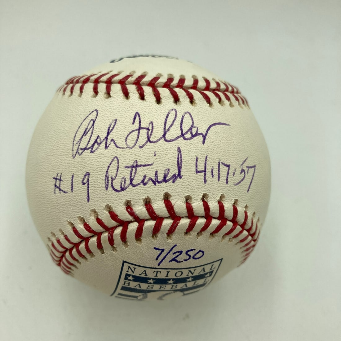 Bob Feller Signed MLB Baseball JSA COA Hall of Fame #19 Retirement: Bob Feller Signed MLB Baseball JSA COA Hall of Fame #19 Retirement Celebrate baseball history with this authentic Bob Feller signed MLB baseball. Feller's iconic #19 was retired on April 17, 1957, hon